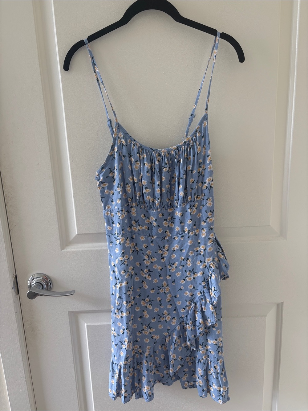Summery Blue Dress with Yellow and White Flowers